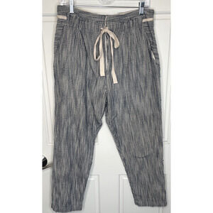 Free People Women's Boho Striped High-Rise Ankle Pants Sz 12 Coastal Nautical